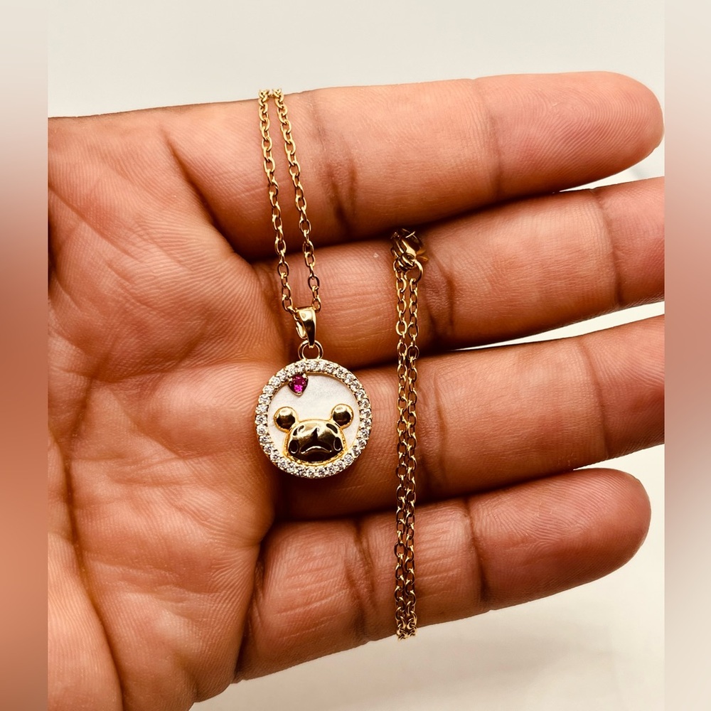 Gold plated necklace for women Winnie Pooh design